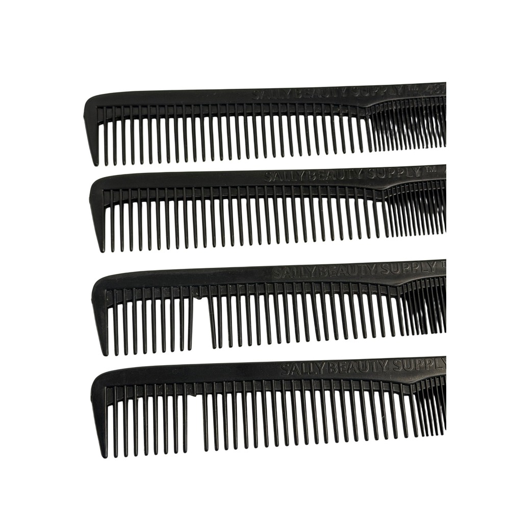 VTG Sally Beauty Supply Hair Combs Black 487305 Styling Barber Salon Lot 4 USA